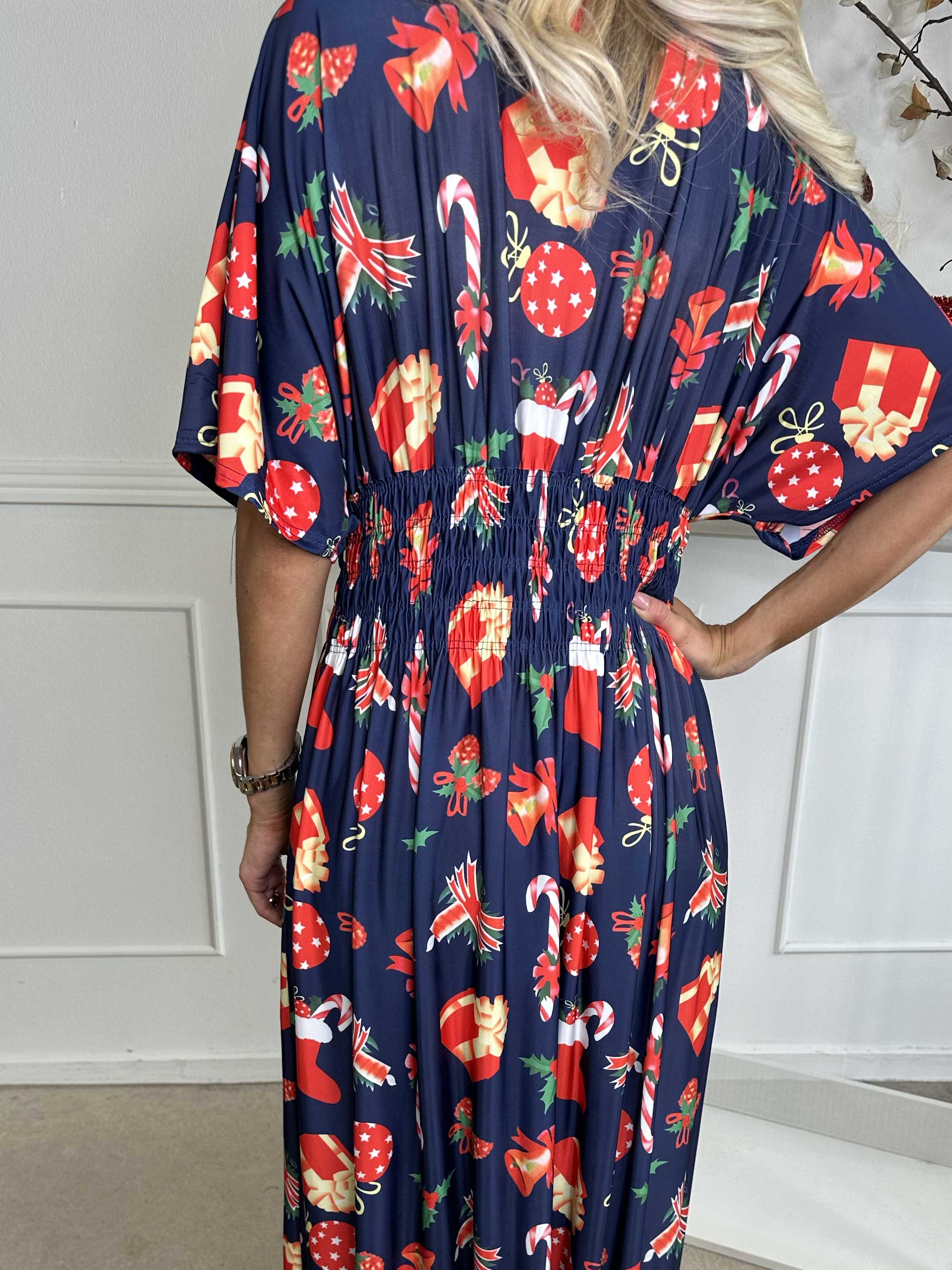 Pams Holiday - Lang elastisk kjole med julemotiver